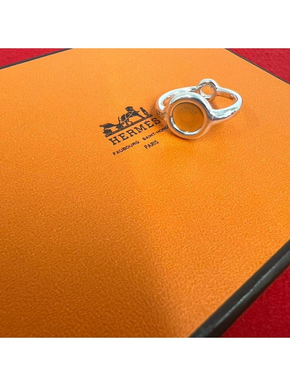 Hermes Sellier Ring Silver 59 Yellow Gold